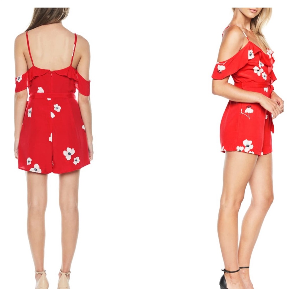Bardot Wrap Style Romper - Poppies Pattern - image 2